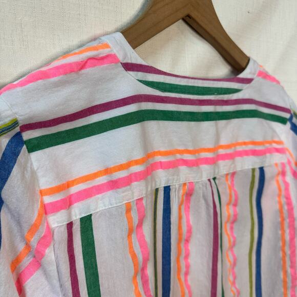 TALBOTS Striped Tunic Top Women's S Cotton Blend Colorful Beach Vacation Summer - Picture 5 of 10